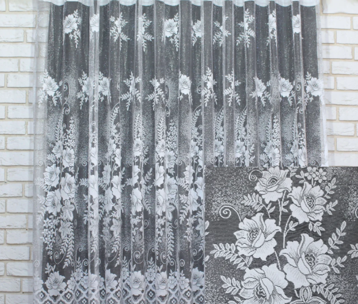 

Коротка тюль, довжина 1,5м, жаккард "Jak-Od". Колір білий, Белый