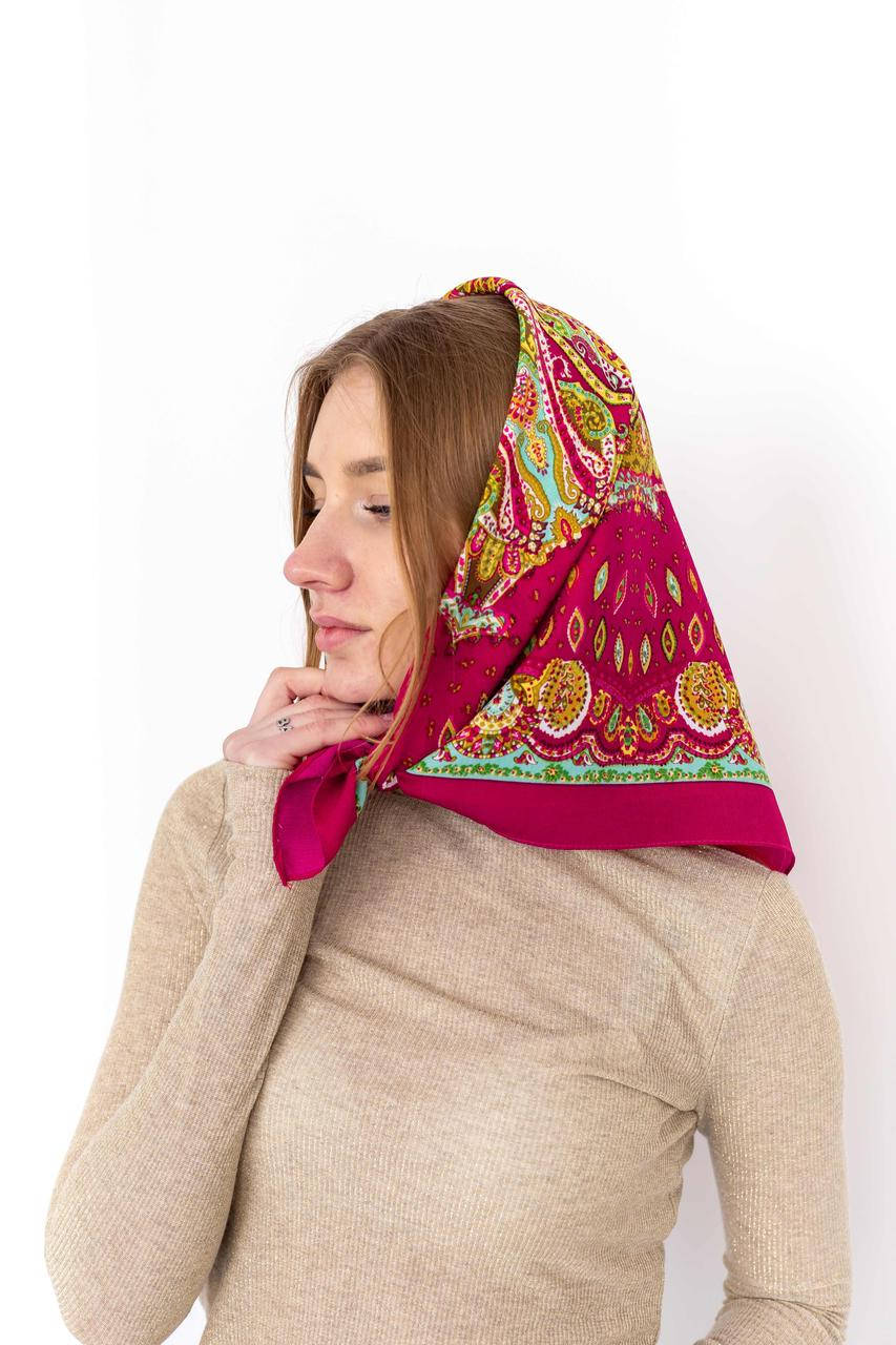 

Платок женский фелиция легкий из полиэстер с цветочным принтом цвет красный 68*68 см