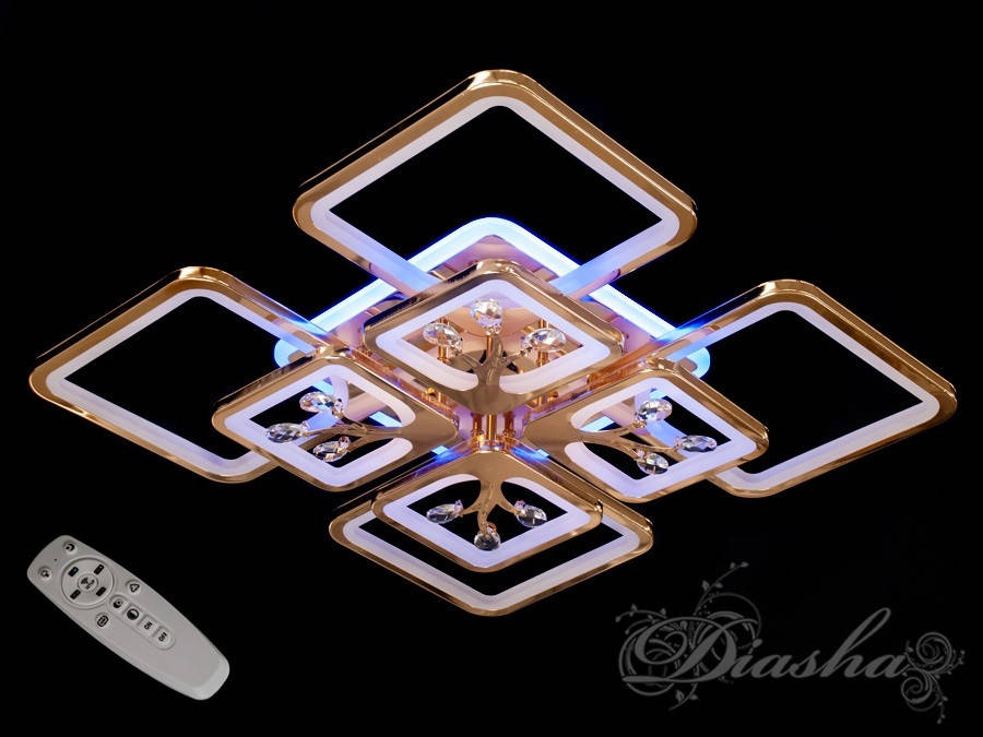 

Потолочная люстра с диммером и LED подсветкой, цвет золото 8157/4+4G LED 3color dimmer