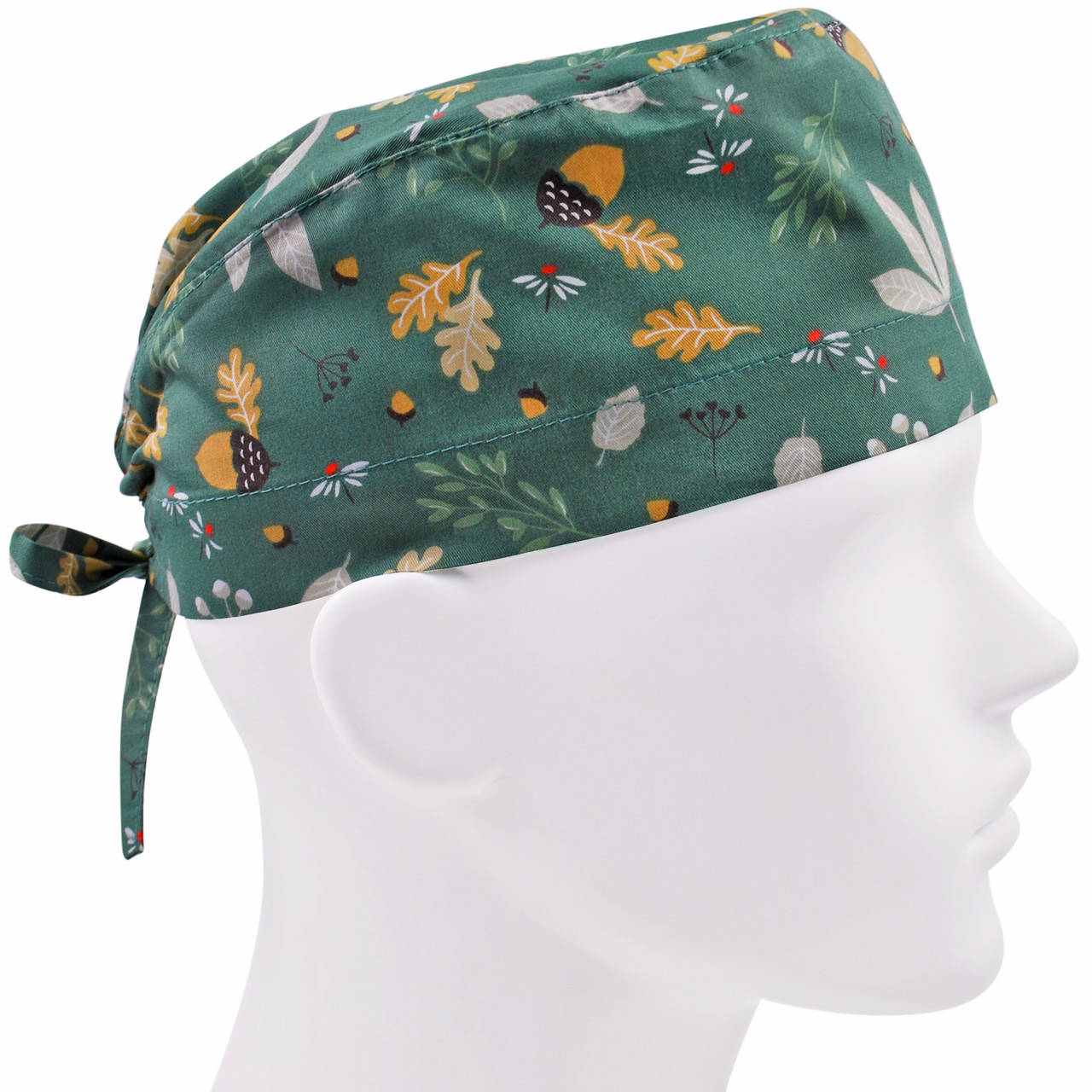 

Медицинская Шапочка Шапка Мужская тканевая хлопковая многоразовая принт желуди, Зелёный