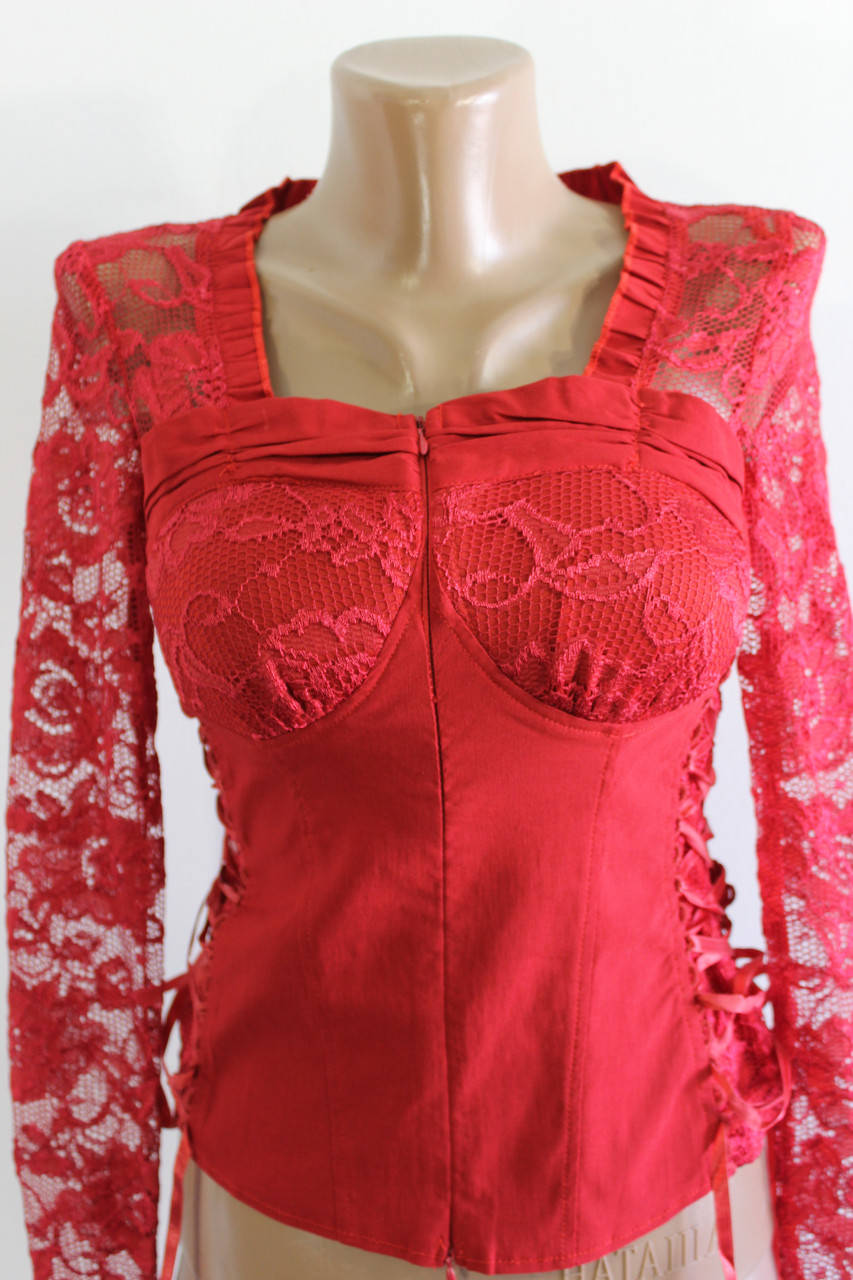 

Рубашка женская гипюр красная 8714 M.L.XL.XXL.XXXL M, Красный