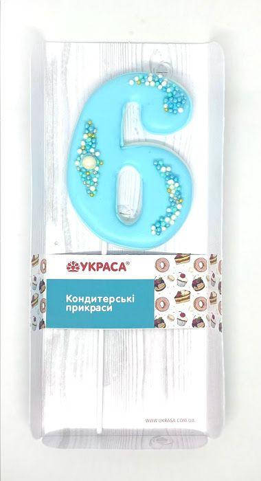 

Цифра блакитна на паличці "6", Голубой