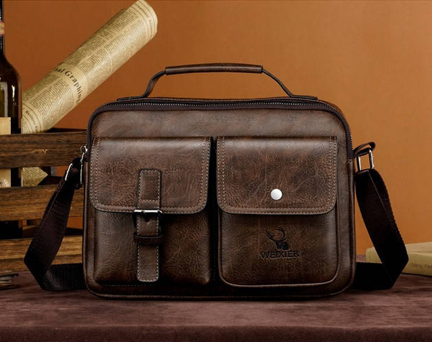 

Мужская сумка барсетка через плечо с удобной ручкой WEIXIER, Коричневый