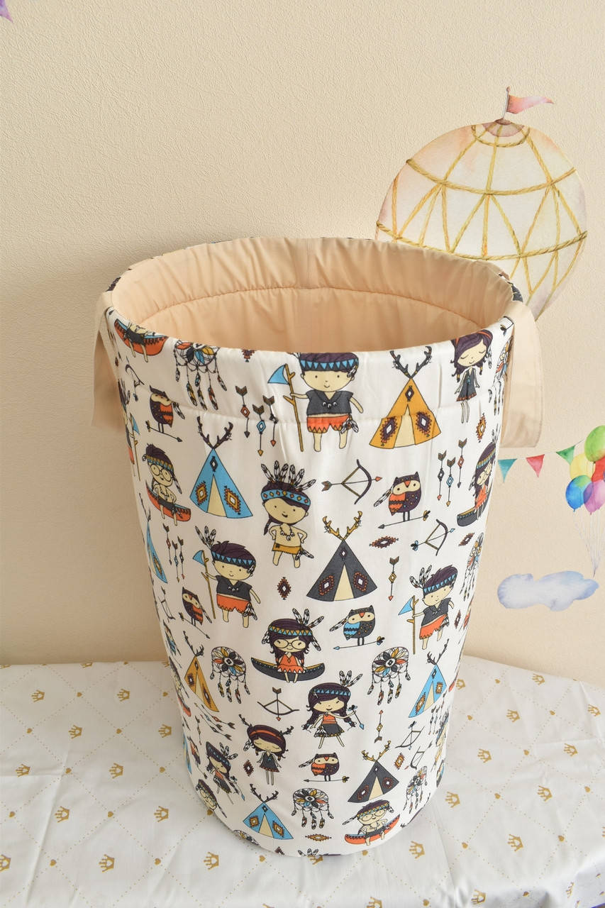 

Корзина для игрушек с индейцами высота 65 см*диаметр 35см