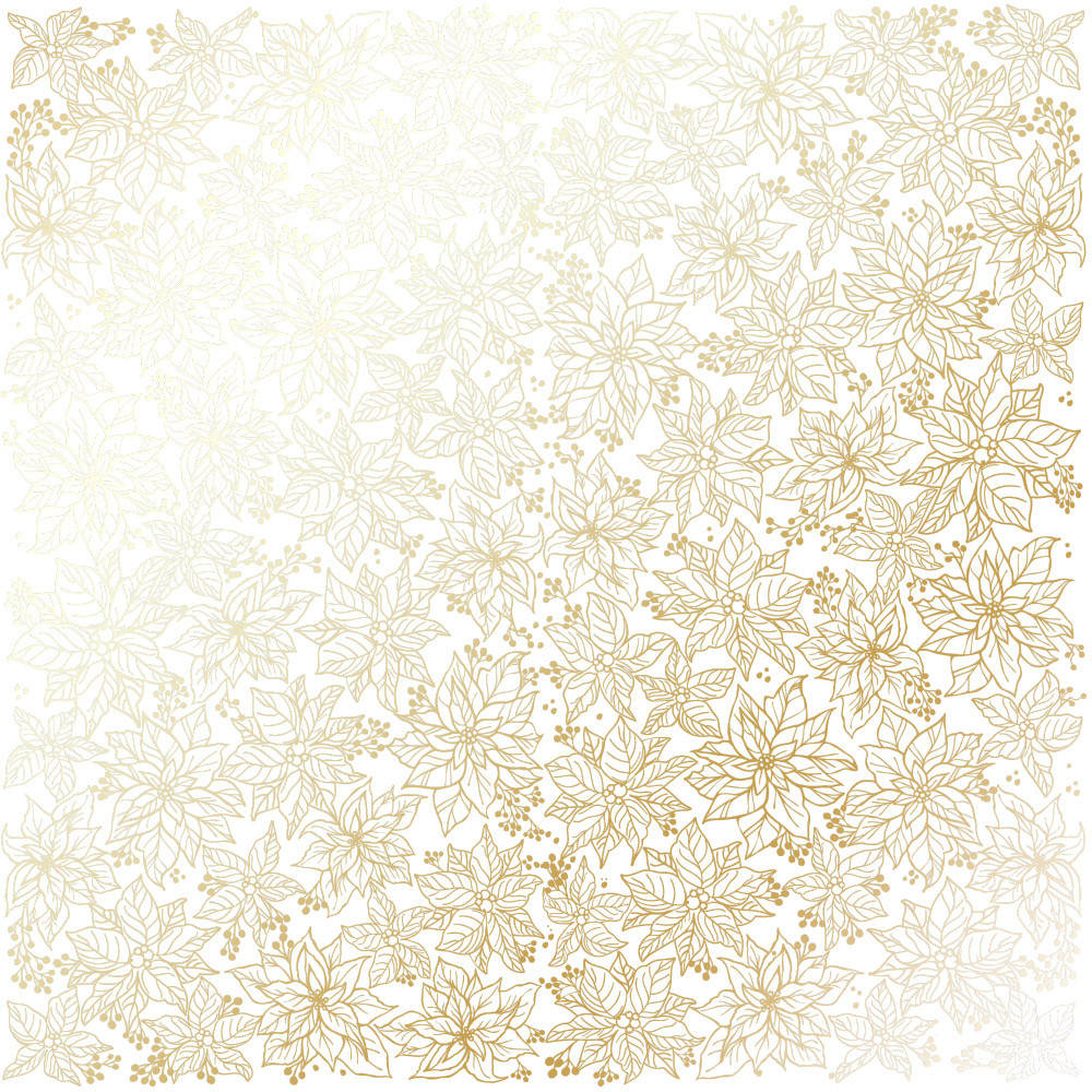 

Папір односторонній з фольгуванням - Golden Poinsettia White - Fabrika Decoru - 30x30
