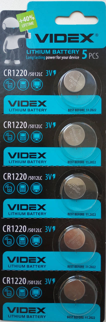 

Батарейка литиевая Videx CR1220 5pcs BLISTER CARD