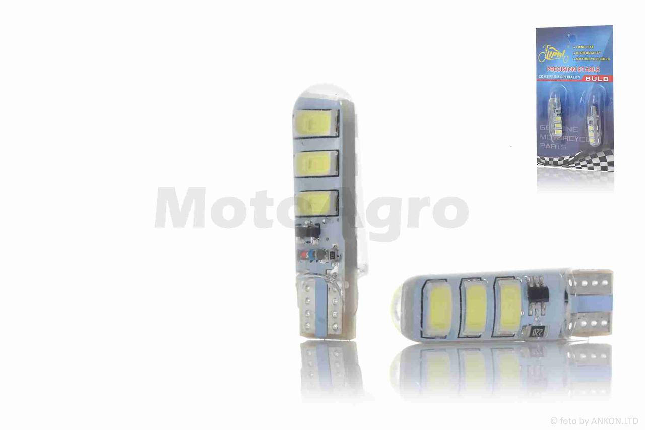 

Лампы диодные габарита безцокольные T10 W5W 6 диодов, стробоскоп, 2шт "LIPAI"