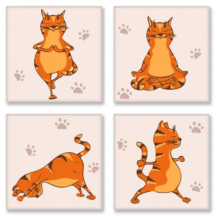 

KNP010 Набір для розпису по номерах. Поліптих "Yoga-cat" 4шт 18*18