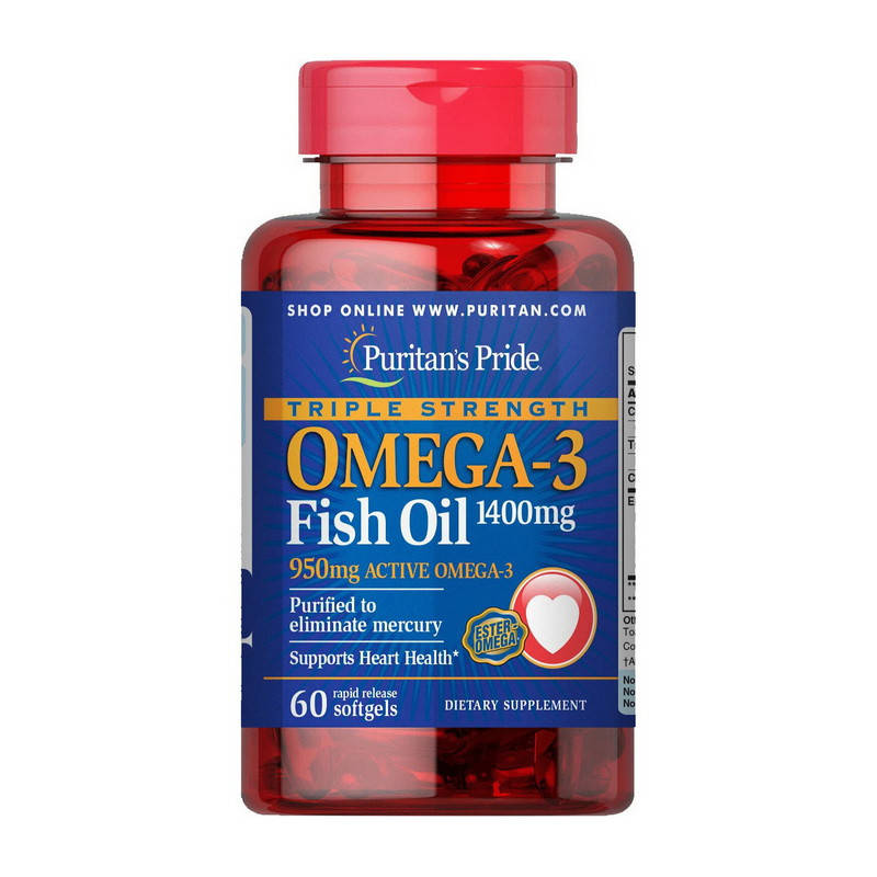 

Омега-3 Puritan's Pride Triple Strength Omega-3 Fish Oil 1400 мг 60 капс.