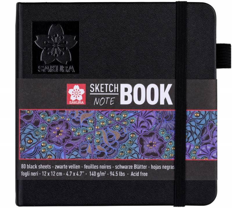 

Блокнот Sakura Sketch 12х12 см черная бумага страниц 80 листов 140 г/м, 94141002