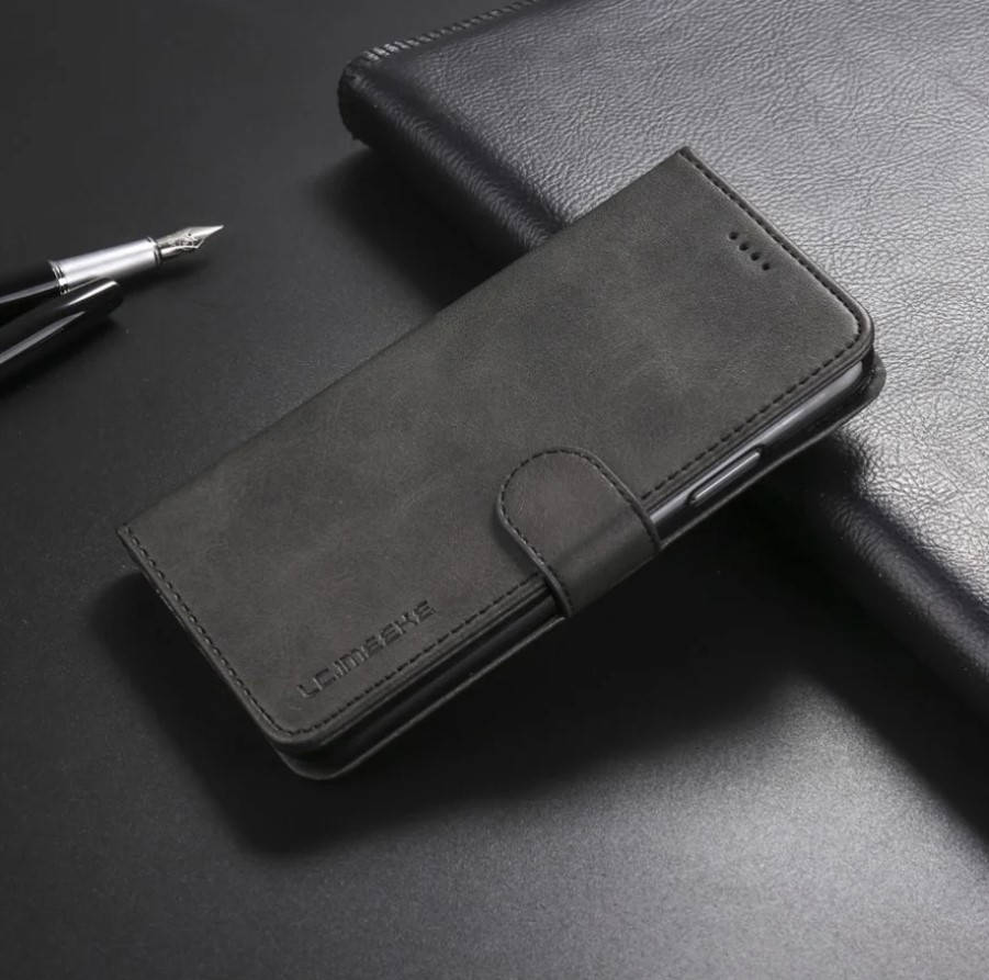 

Кожаный чехол книжка IMEEKE для Apple iPhone 12 с визитницей (Разные цвета) Черный