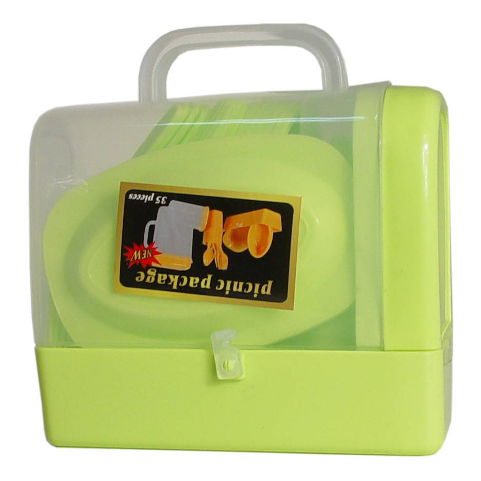 

Пластиковый набор для пикника на 6 персон R30214, 35 предметов в кейсе, зеленый (ZE35014883)