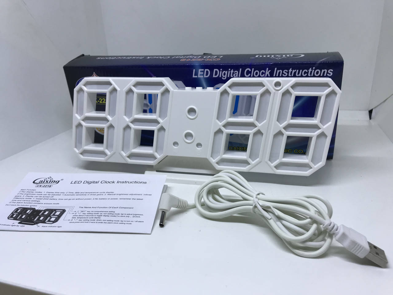 

Электронные LED часы с будильником и термометром Caixing CX-2218 White ( подсветка зелёная )