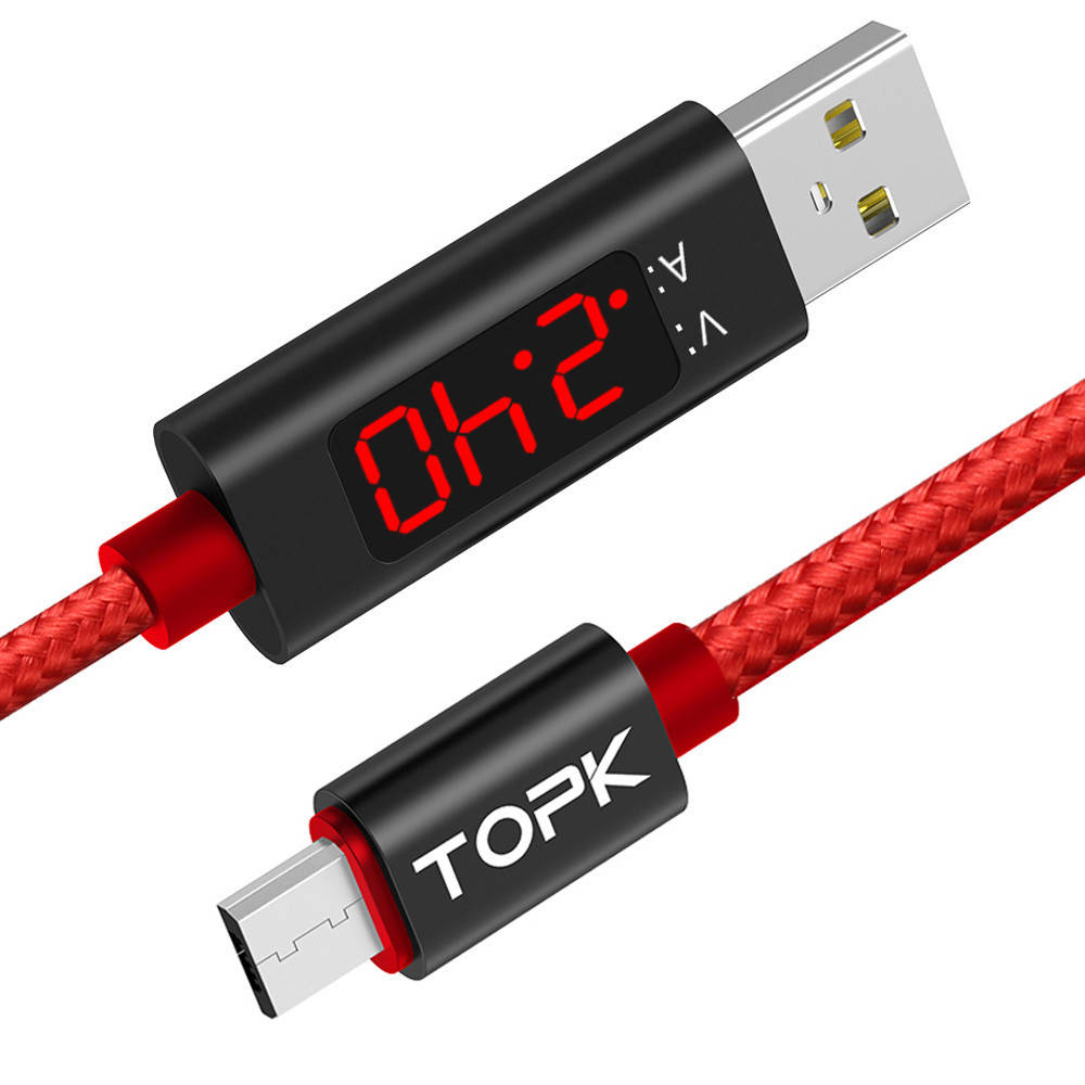 

Амперметр + Вольтметр. Зарядный кабель Topk AC27 с разъемом MicroUsb Красный