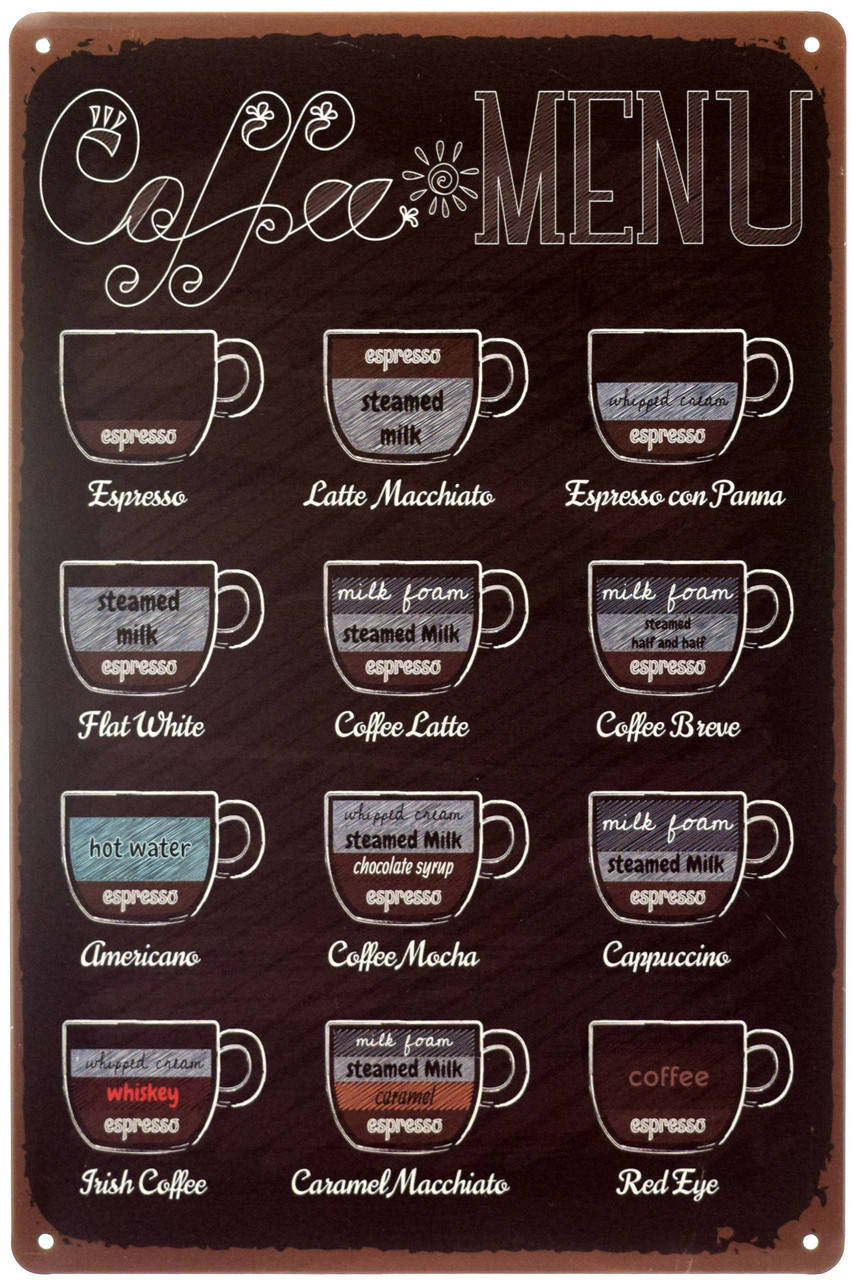 

Металлическая табличка "Кофе Меню / Coffee Menu" (ms-00594)