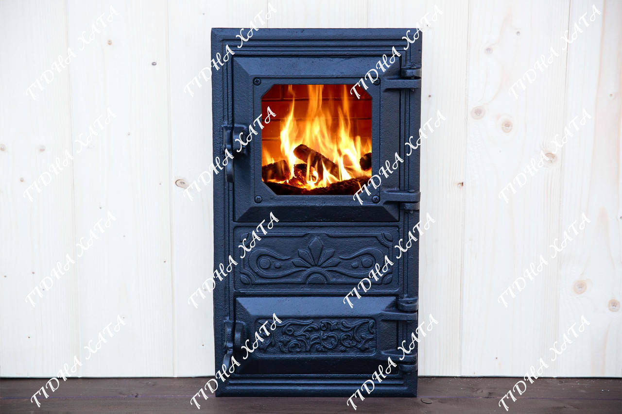 

Дверца чугунная спаренная с жаростойким стеклом 27х49 см.