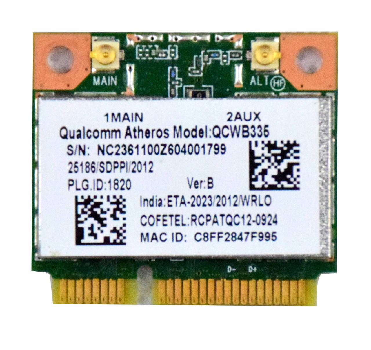 

WI-FI+BT 4.0 адаптер для ноутбука QCWB335 Ver B