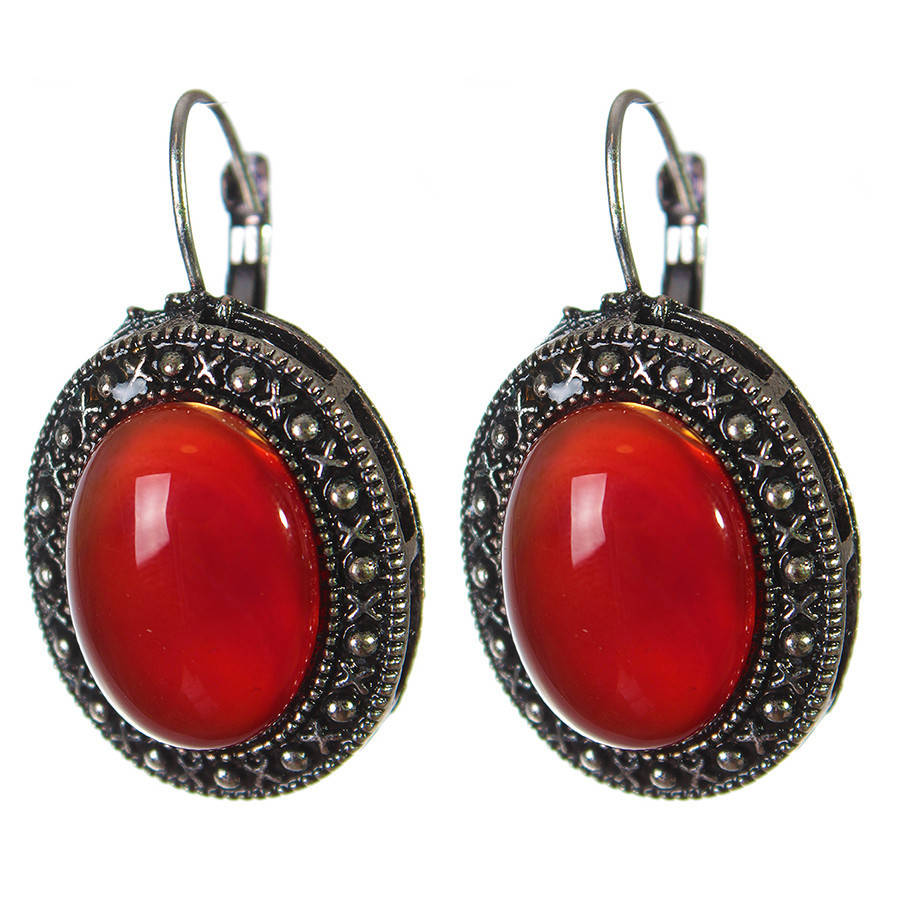 

Серьги оправа "точка крестик" овальный камень 2,5*2см L-3,8см