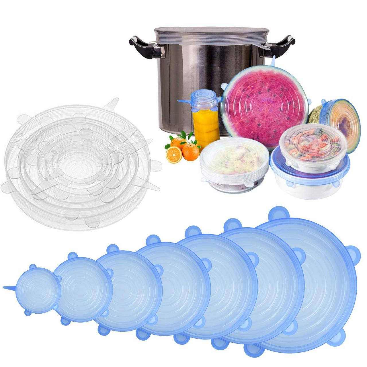 

Силиконовые универсальные крышки Super stretch silicone lids (6шт)