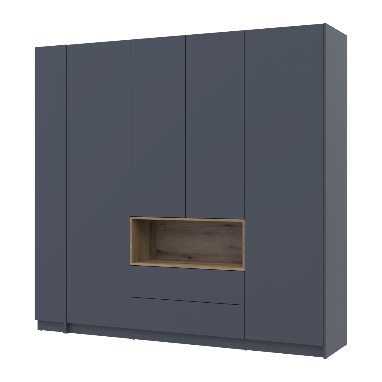 Шафа для одягу з нішею та етажеркою Doros Дейл Графіт/Дуб Евок 4 ДСП 234х52х220 (44900339)