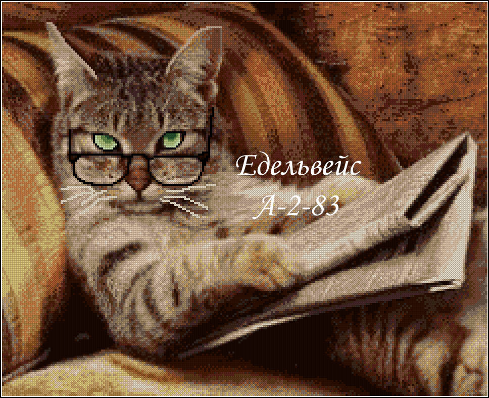 

Заготовка для вышивания бисером или нитями Кот Читатель А-2-83