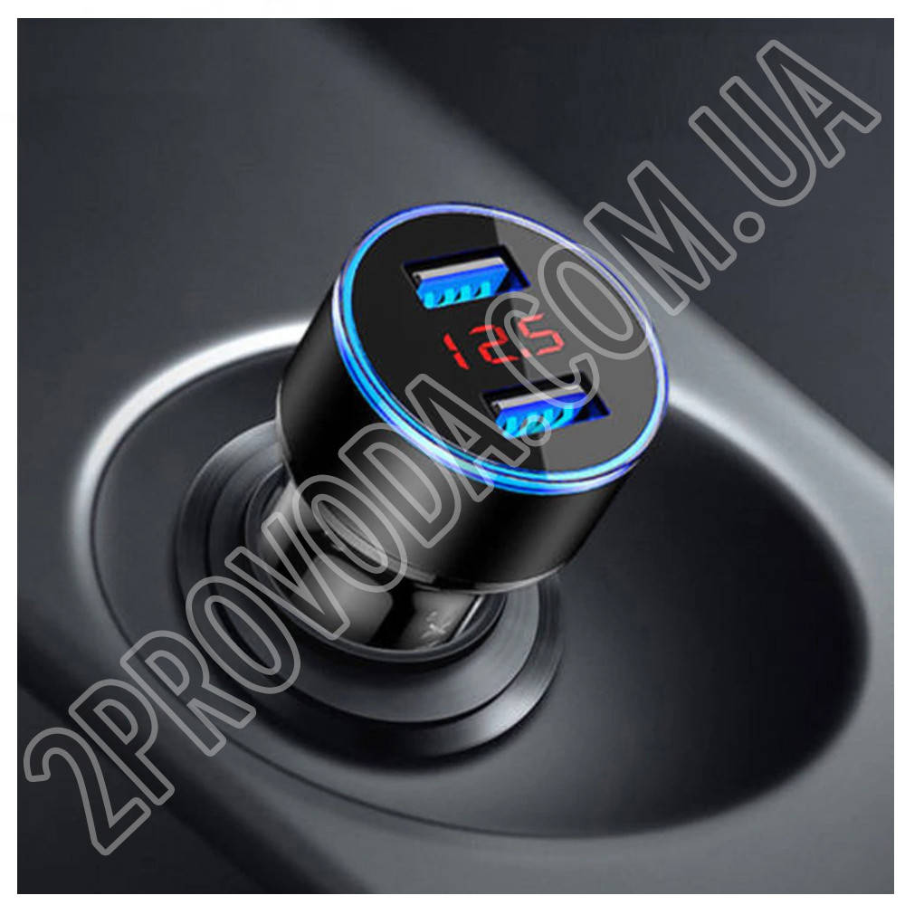 

Автомобильное зарядное устройство на 2 USB с LED экраном