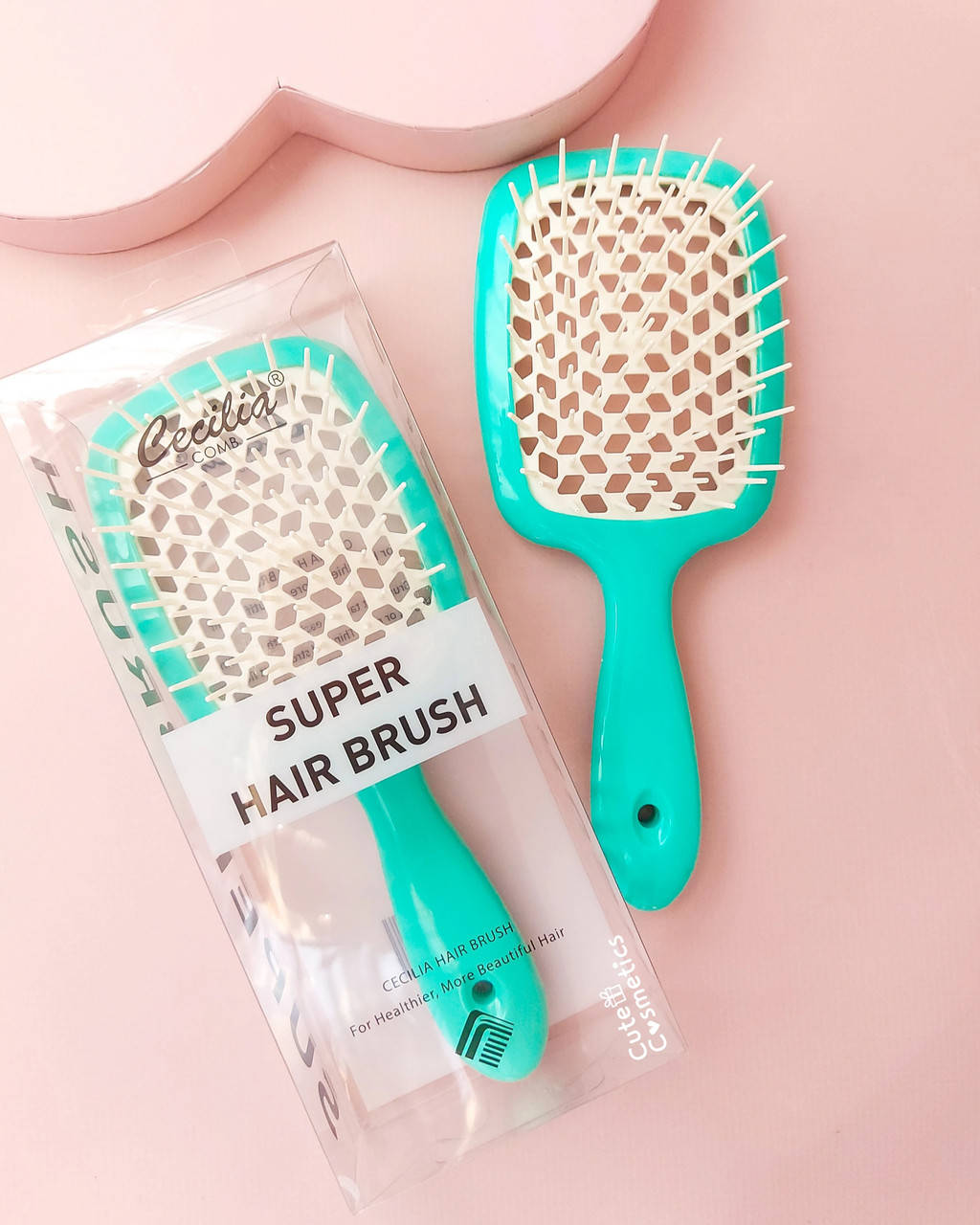 

Розчіска для волосся глянцева Cecilia Super Hair Brush . Бірюза