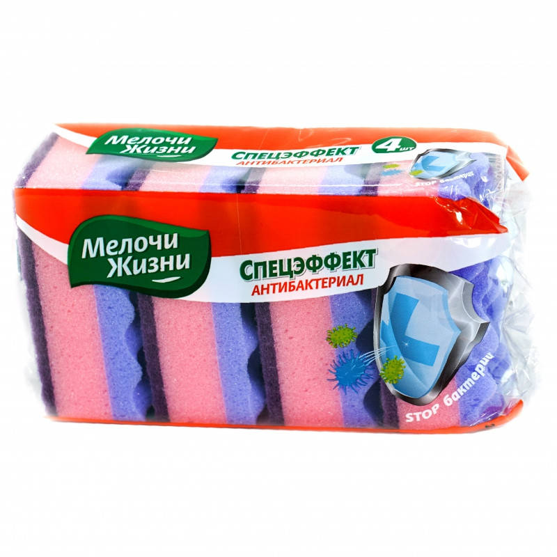 

Губка кухонна МЖ 4 шт Спецефект антибак (40)