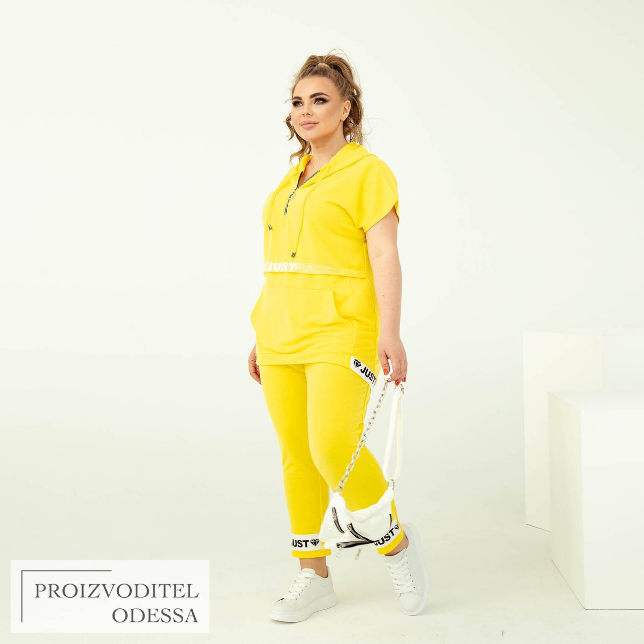 

Летний спортивный костюм кофта короткий рукав и штаны трикотаж двухнить размер: 48-50,52-54,56-58,60-62,64-66 Желтый, 56/58