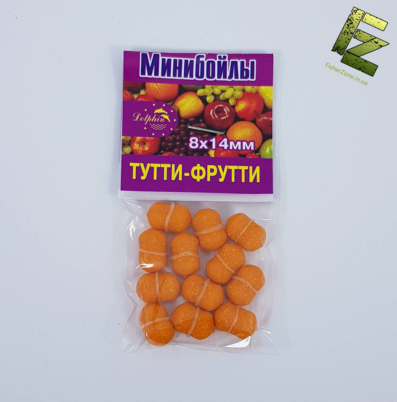 

Минибойлы на резинке Dolphin 8х14мм 12шт (Тутти-фрутти)