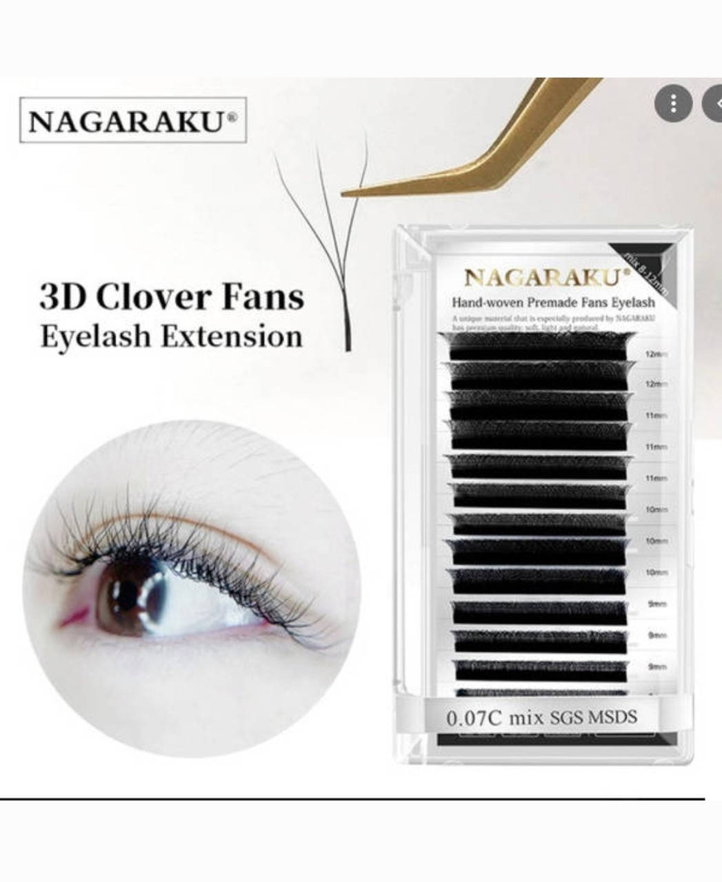 

Ресницы Nagaraku Mix W 3D 0.07 С,D (8-14mm) D