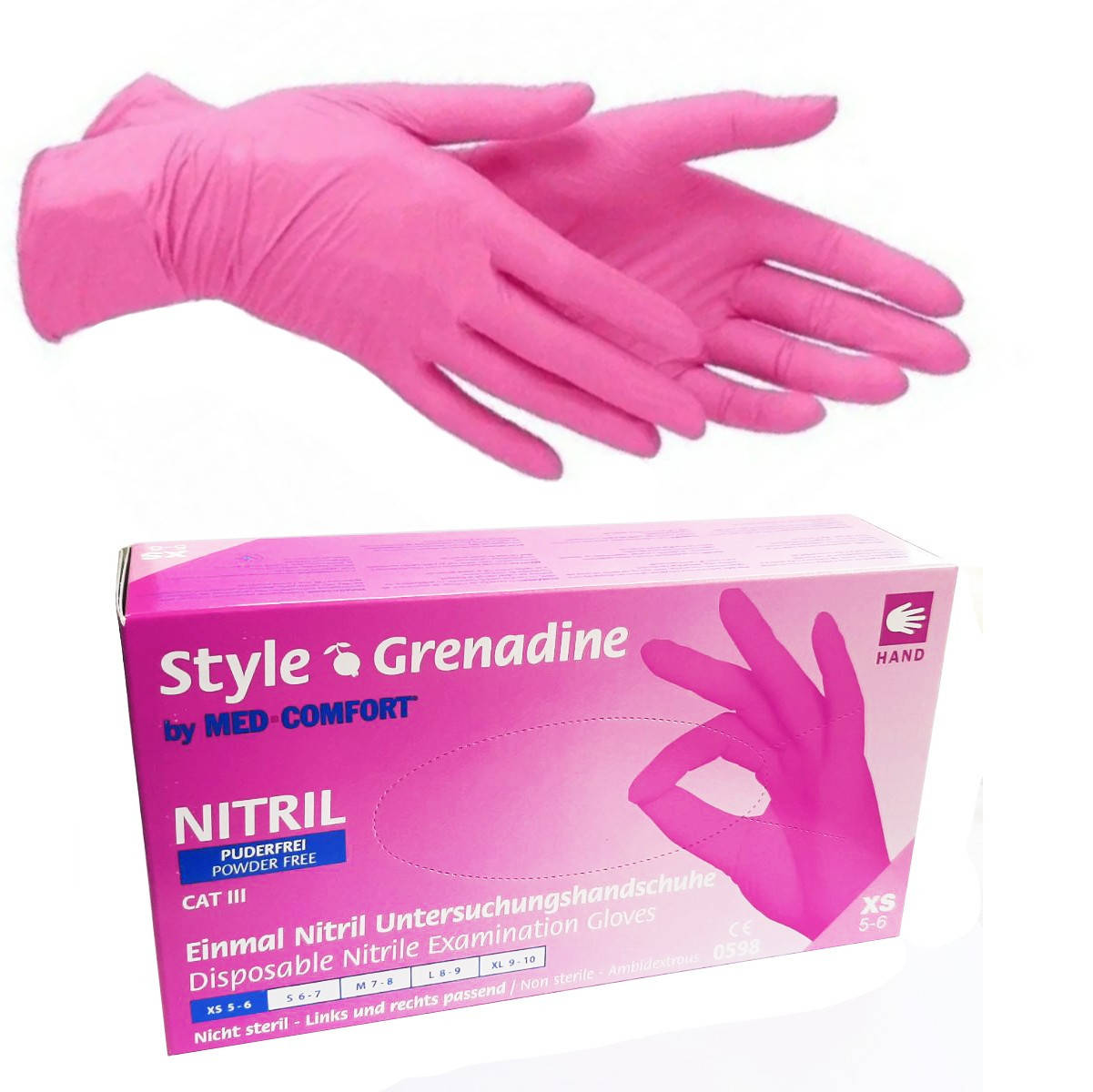 

Нитриловые перчатки розовые AMPri Style Grenadine (100 шт, Розовый