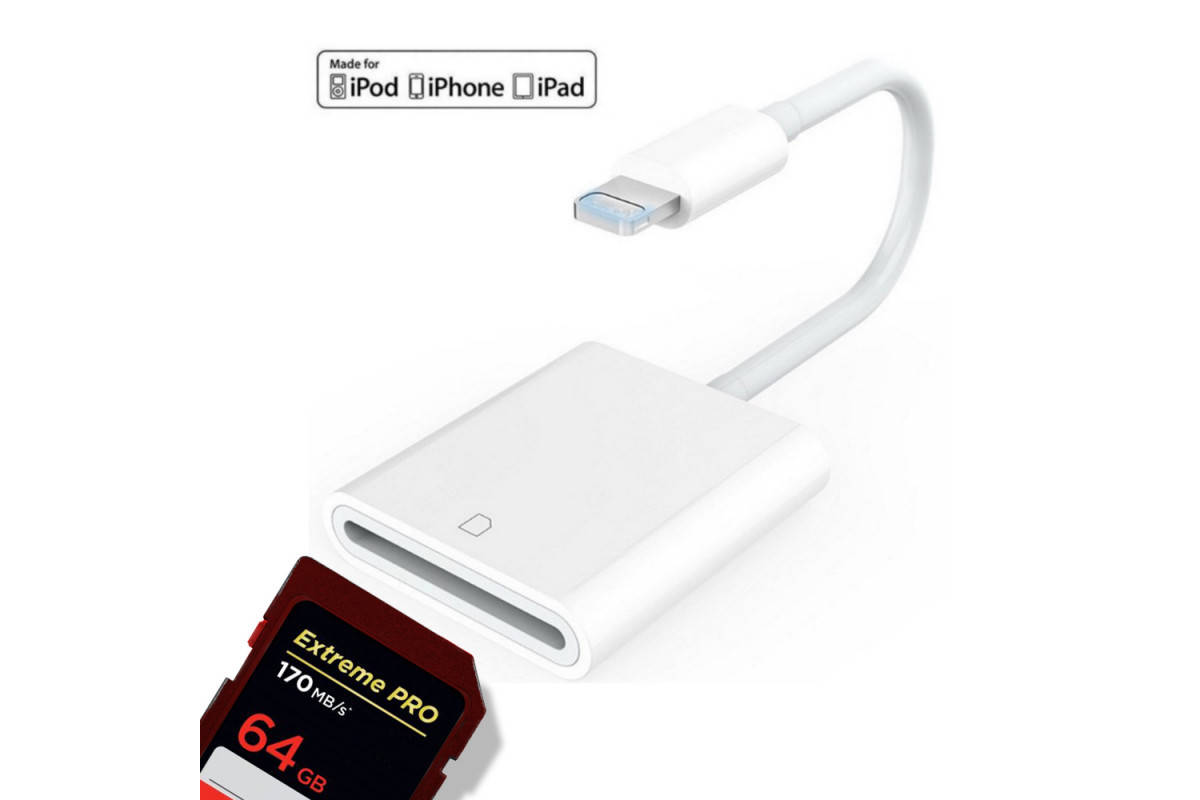 

Переходник для iPhone на SD Card Reader адаптер для iPad на картридер SD Card, Белый