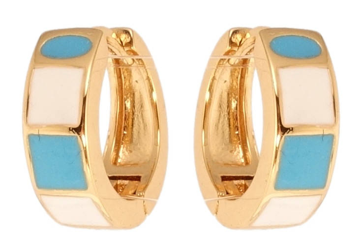 

Серьги Xuping Позолота 18K колечки "Прокраска голубой и белой эмалью"