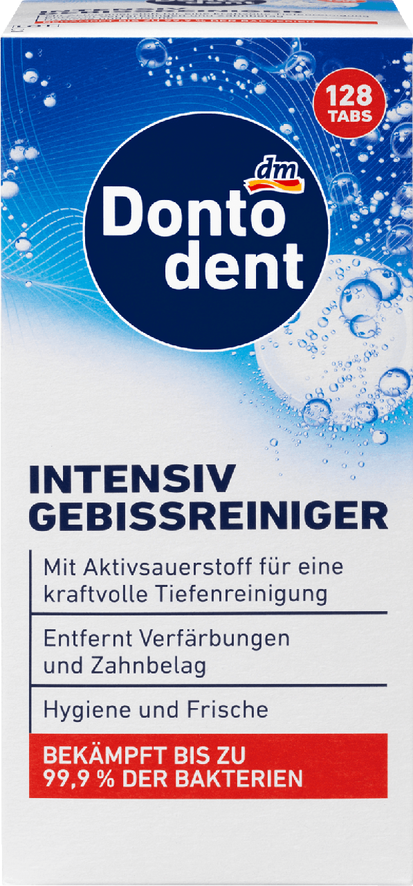 

Шипучие таблетки для чистки зубных протезов Dontodent Intensiv-Gebissreiniger, 128 шт.