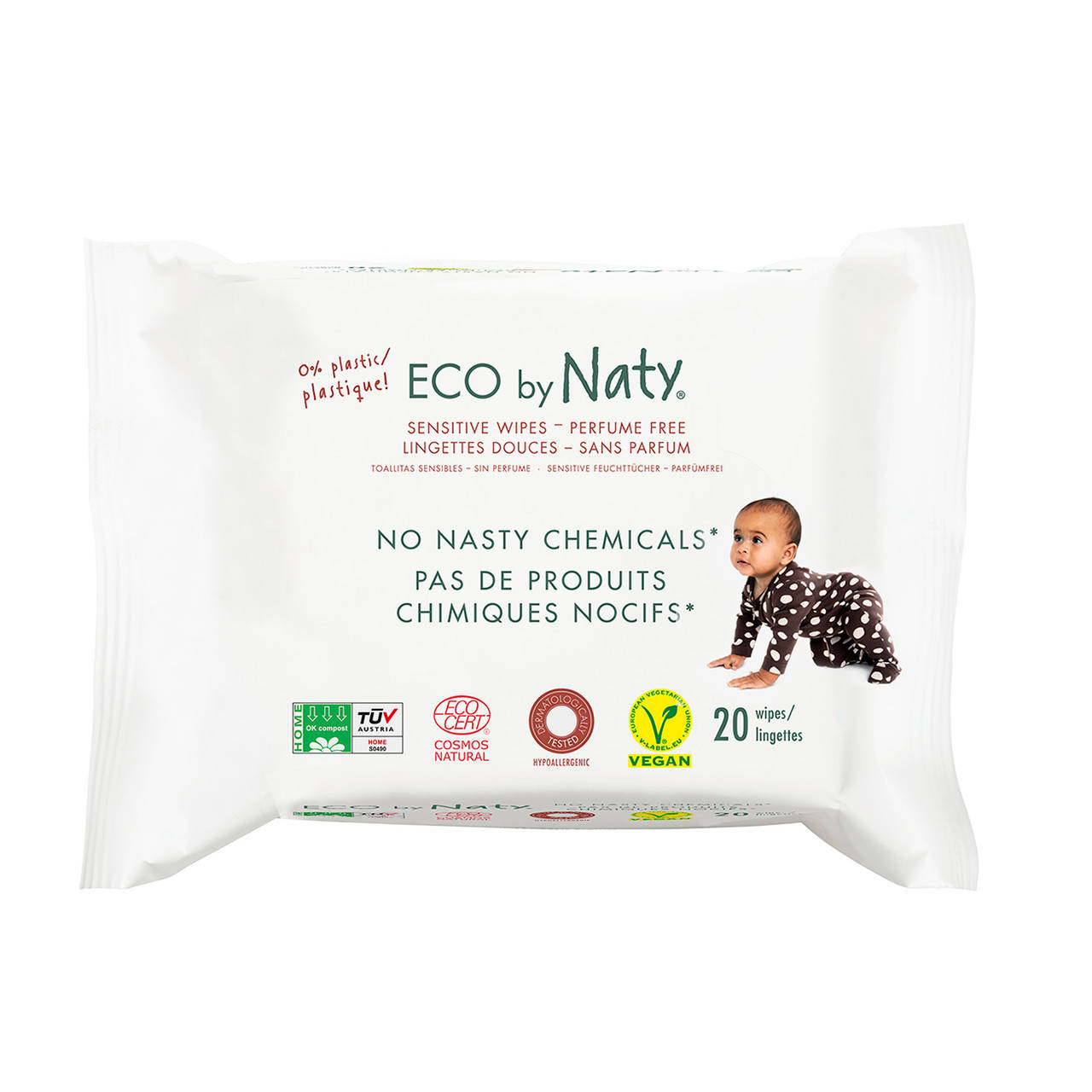 

Органические салфетки Eco by Naty без запаха для путешествий 20 шт (7330933245067)