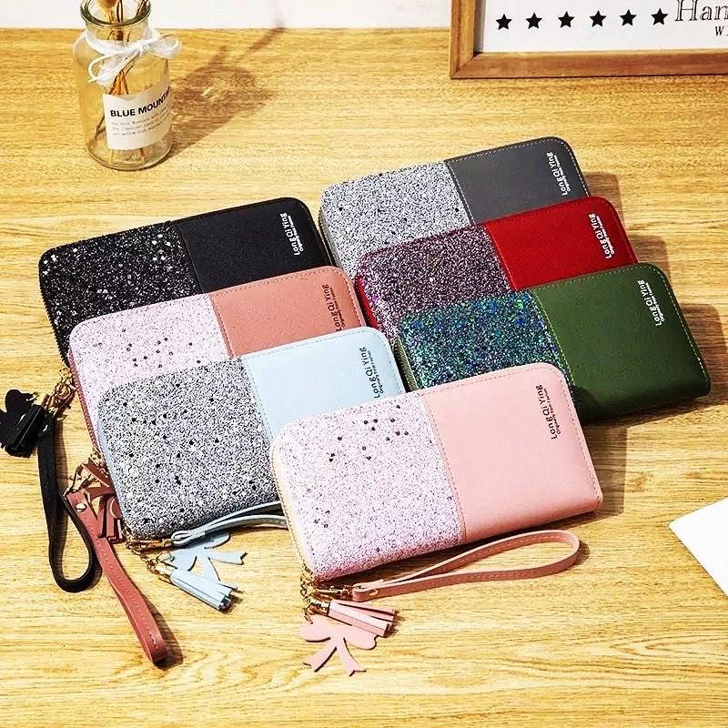 

Женский кошелёк, клатч с блёстками, Красный