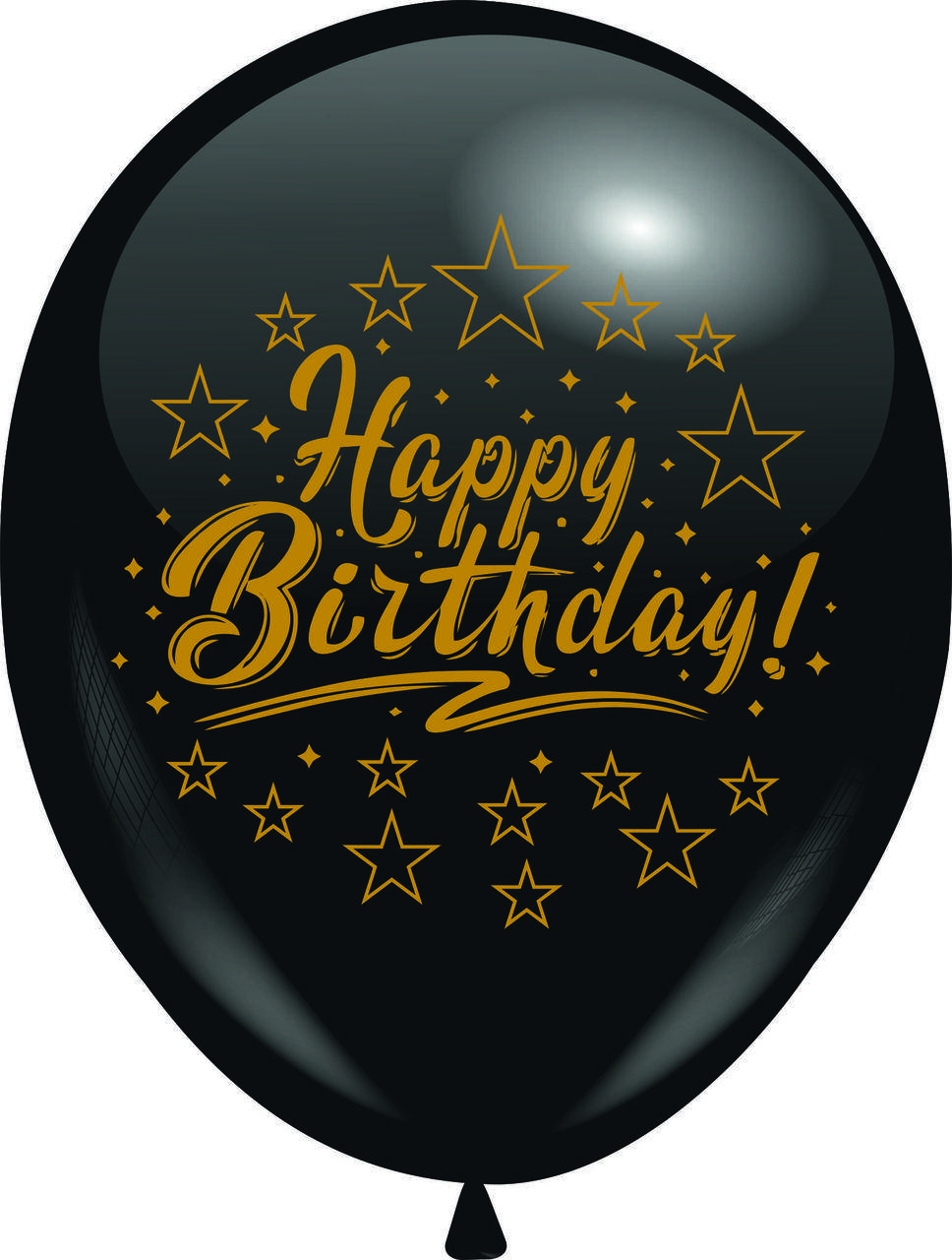 

Кулі 12" Чорні з мал. "Happy Birthday" Зіркі, Золота фарба, 10 шт, 1 стор., Черный