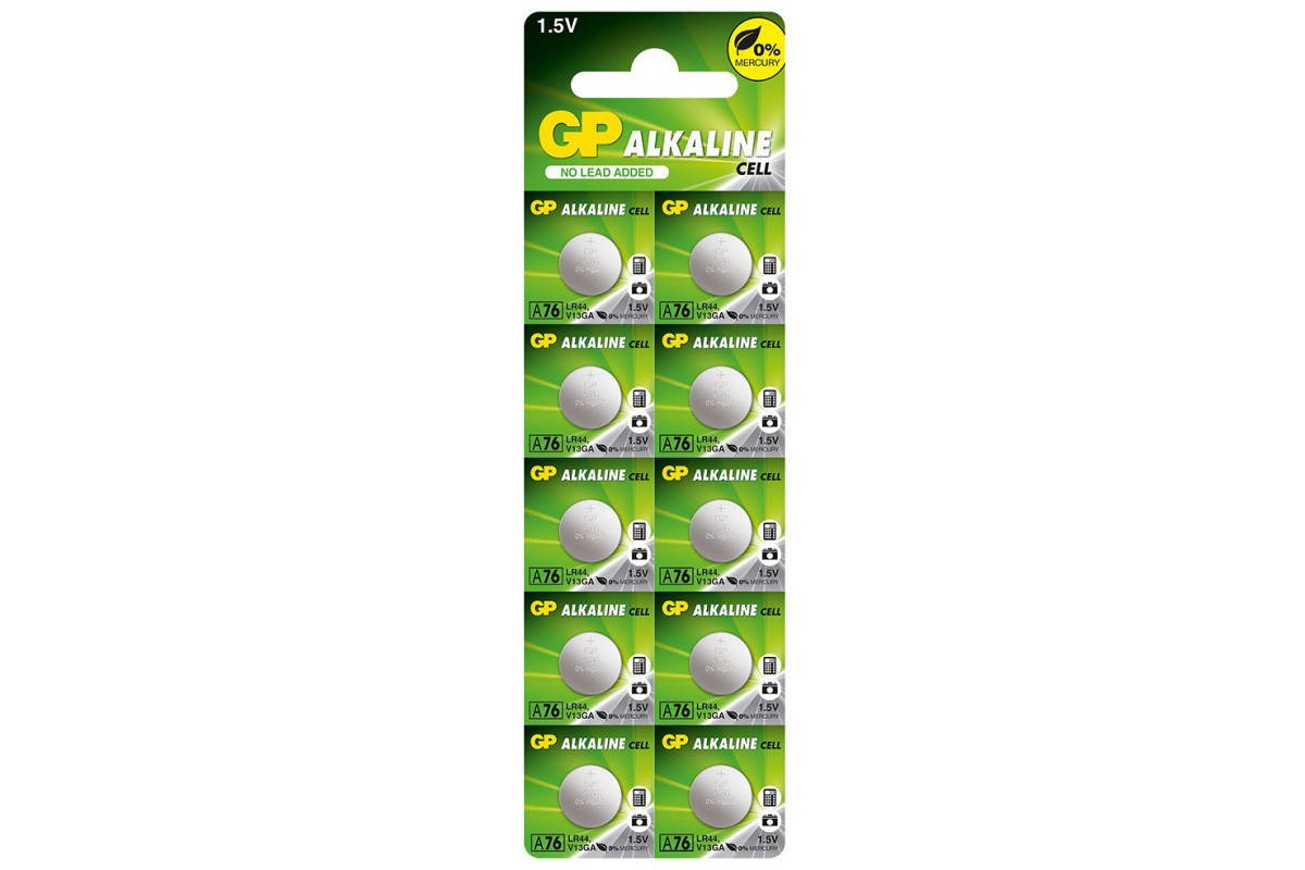 

Батарейка GP дисковая Alkaline Button Cell 1.5V A76F-U10, LR44, AG13