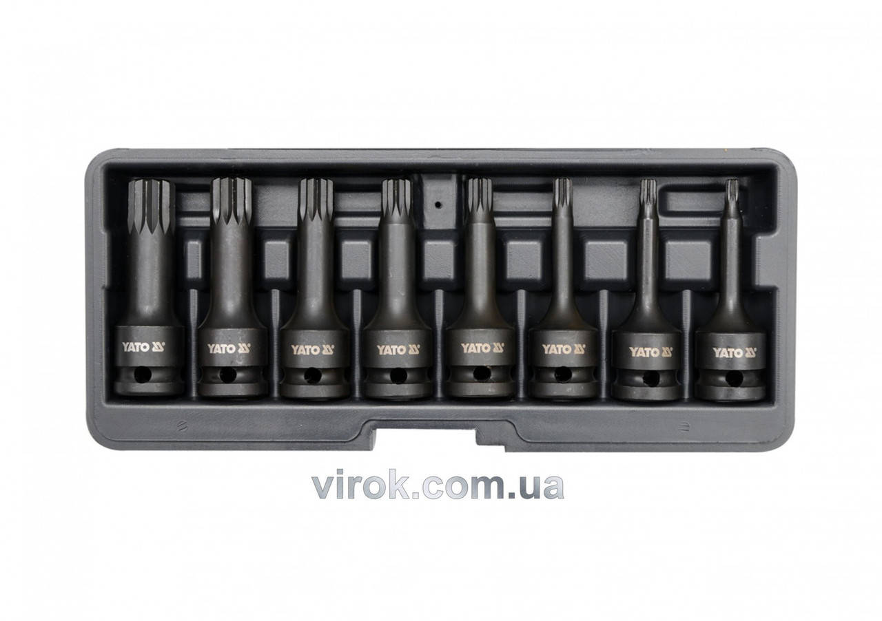 

Набор насадок отверточных ударных YATO SPLINE 1/2" M5-18 8 шт YT-1069