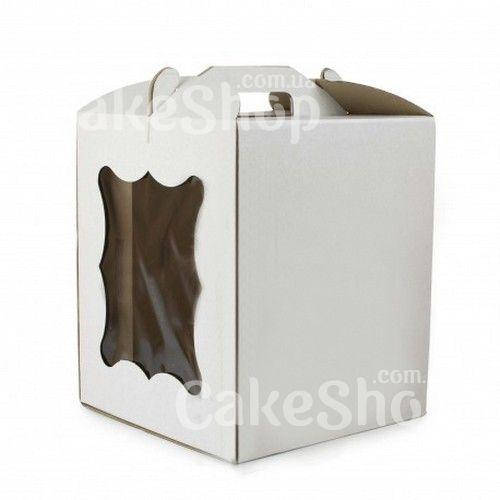 

Коробка для торта с окошком Белая, 28х28х30 см, Белый