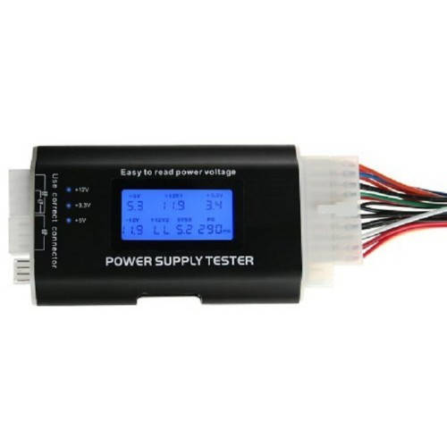 

Тестер блоков питания ATX, BTX, ITX с ЖК-дисплеем 20/24pin SATA Molex, 101966