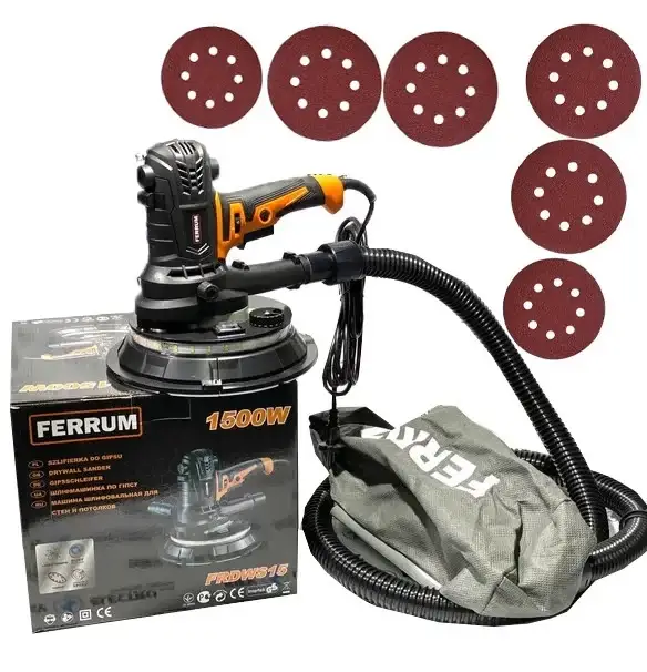 

Шлифовальная машина для стен и потолков FERRUM FRDWS15 +6 кругов в комплекте