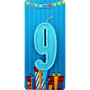 

Свеча цифра 9 голубой блеск