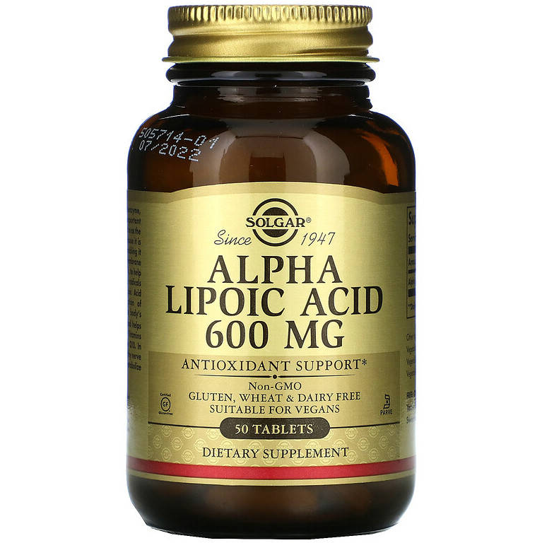 

Альфа-липоевая кислота SOLGAR "Alpha Lipoic Acid" 600 мг (50 таблеток)