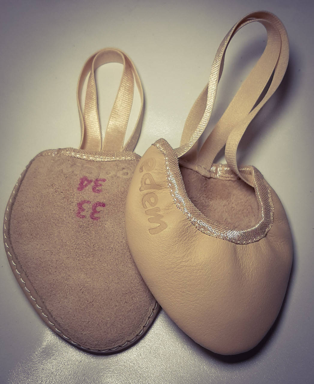 

Получешки кожаные бесшовные (полупальцы, Бежевый