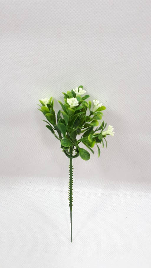 

Белый небольшой куст"зонтик цветной" 19см,искусственный декор