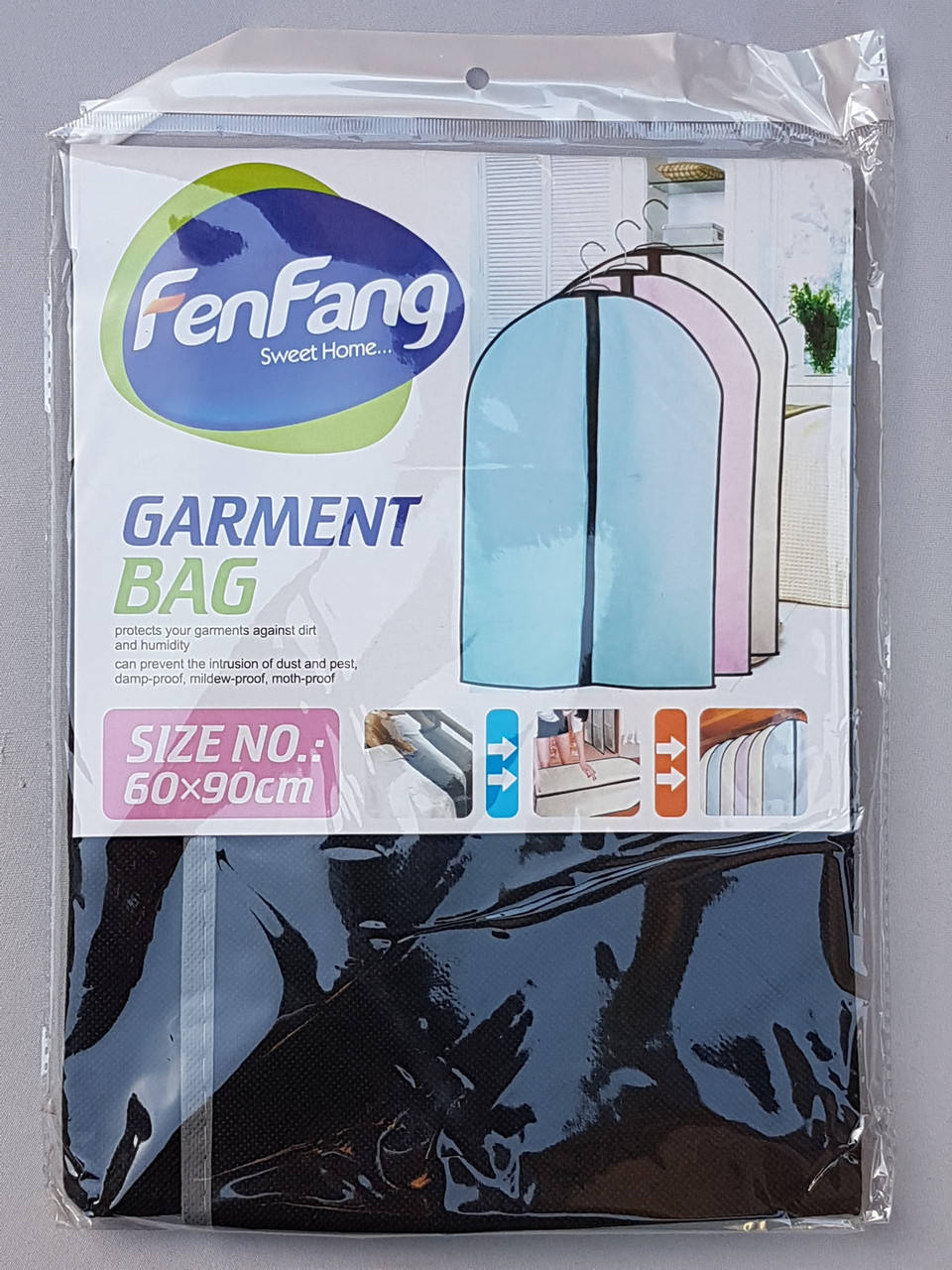 

Чехол для хранения одежды флизелиновый на молнии черного цвета, размер 60*90 см, Черный