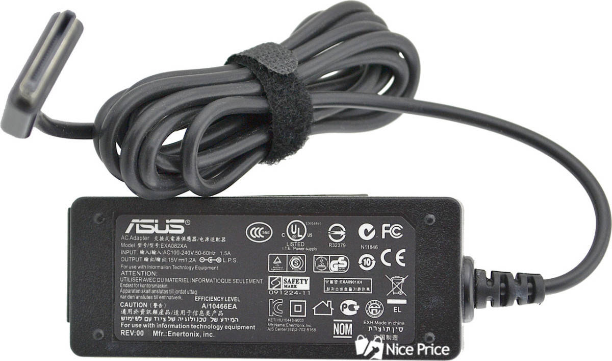 

Блок питания для ноутбуков Asus 15V 1.2A 18W TF101 40 Pin + кабель питания (3085)