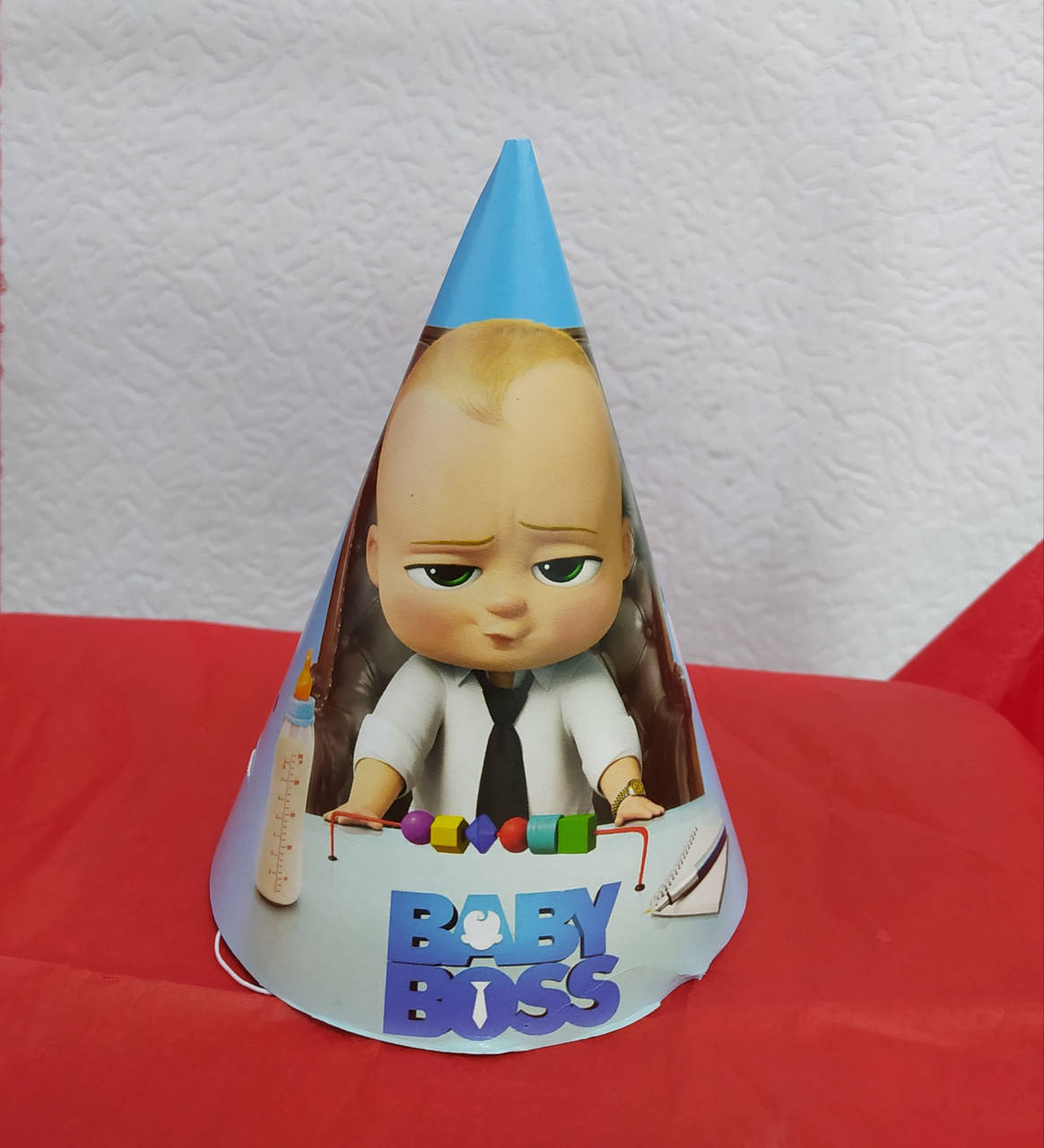 

Набір ковпаків святкових блакитний принт Босс Молокосос Baby Boss 15см
